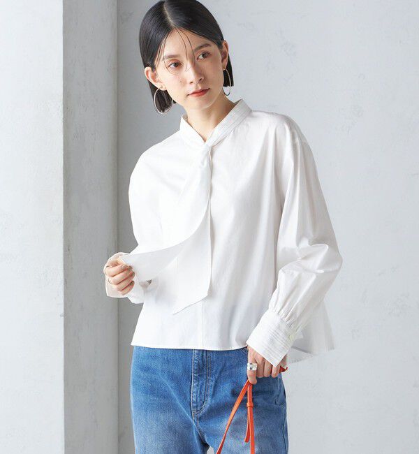 SHIPS for women「〈手洗い可能〉ブロード ボウタイ ブラウス」|シャツ・ブラウス|