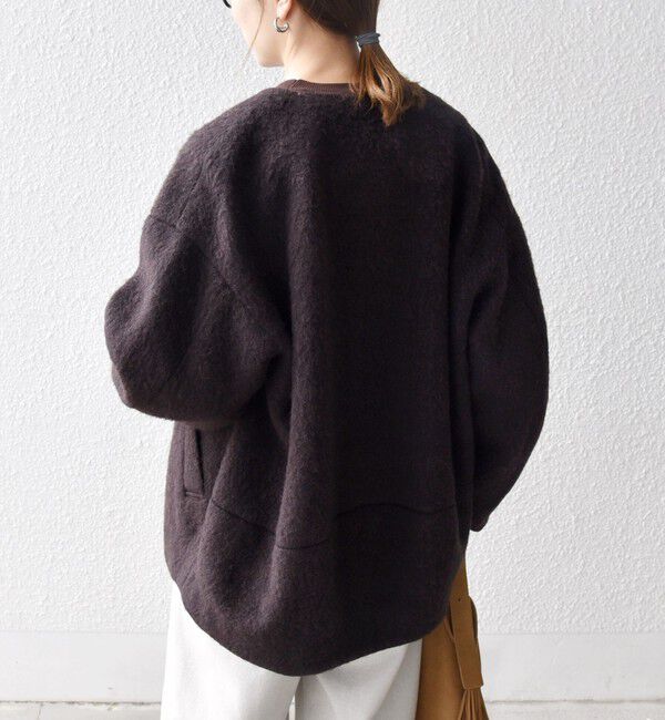 SHIPS any「SHIPS any: シャギー ノーカラー コクーン コート」|ノーカラーコート|