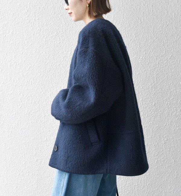 SHIPS any「SHIPS any: シャギー ノーカラー コクーン コート」|ノーカラーコート|