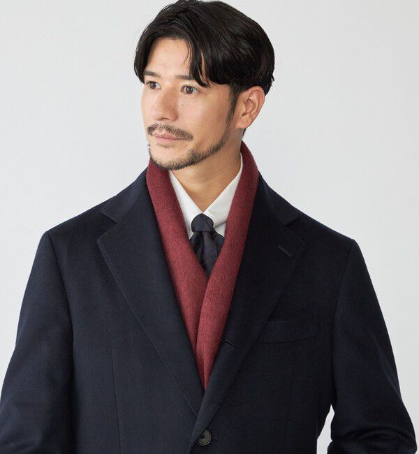 SHIPS「PIACENZA: シルク カシミヤ リバーシブル マフラー」|マフラー|エンジ