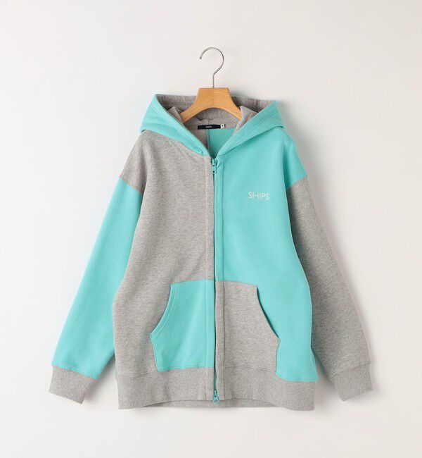 SHIPS KIDS「SHIPS KIDS:140～160cm / ロゴ フード ジップ パーカ」|パーカー|ライトブルー