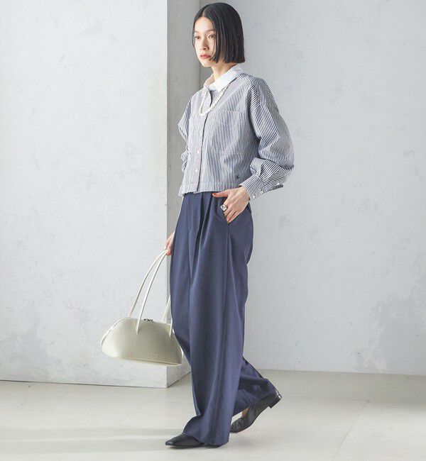 SHIPS for women「〈手洗い可能〉Asami 麻調合繊 2タック ワイドパンツ」|その他|