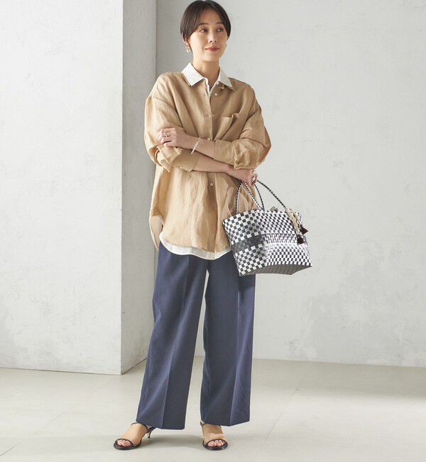 SHIPS for women「〈手洗い可能〉Asami 麻調合繊 2タック ワイドパンツ」|その他|