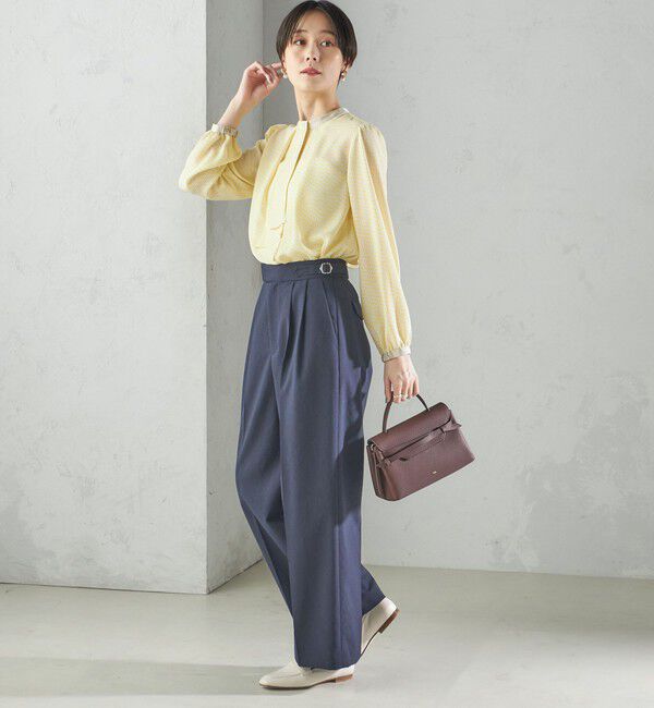 SHIPS for women「〈手洗い可能〉Asami 麻調合繊 2タック ワイドパンツ」|その他|