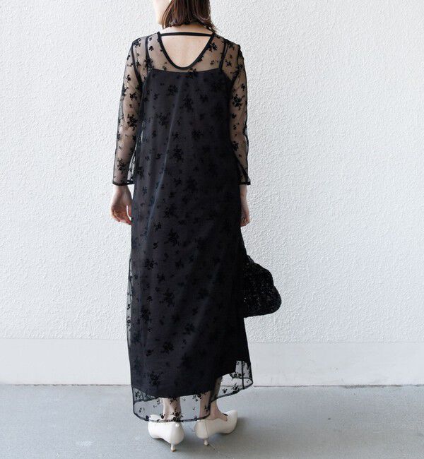 SHIPS for women「kaene:フロッキー レース &times; サテン 2WAY ワンピース（セレモニー対応可）」|ドレス|