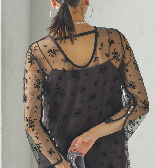 SHIPS for women「kaene:フロッキー レース &times; サテン 2WAY ワンピース（セレモニー対応可）」|ドレス|