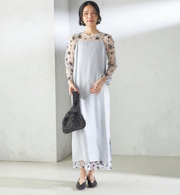 SHIPS for women「kaene:フロッキー レース &times; サテン 2WAY ワンピース（セレモニー対応可）」|ドレス|