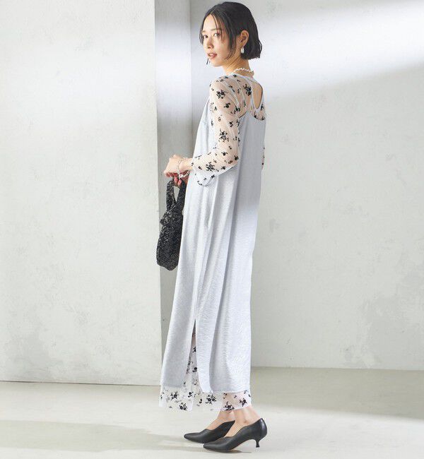 SHIPS for women「kaene:フロッキー レース &times; サテン 2WAY ワンピース（セレモニー対応可）」|ドレス|