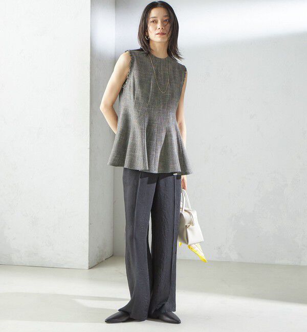 SHIPS for women「〈接触冷感/吸水速乾〉アセテート ワッシャー ウエスト デザイン パンツ」|スラックス|