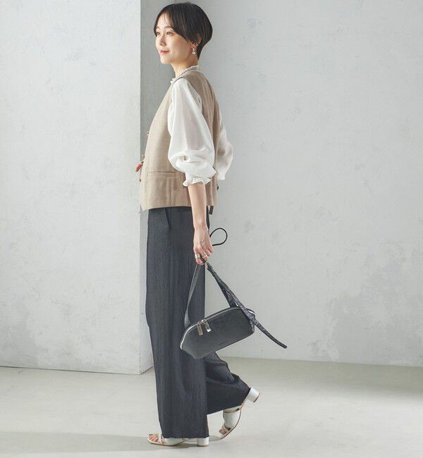 SHIPS for women「〈接触冷感/吸水速乾〉アセテート ワッシャー ウエスト デザイン パンツ」|スラックス|