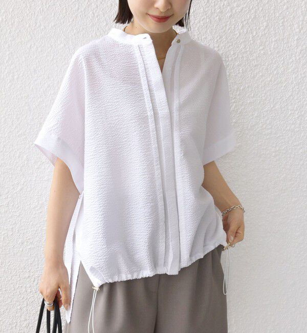 SHIPS for women「〈手洗い可能〉サッカー 裾 ドロスト ドルマン ブラウス」|シャツ・ブラウス|