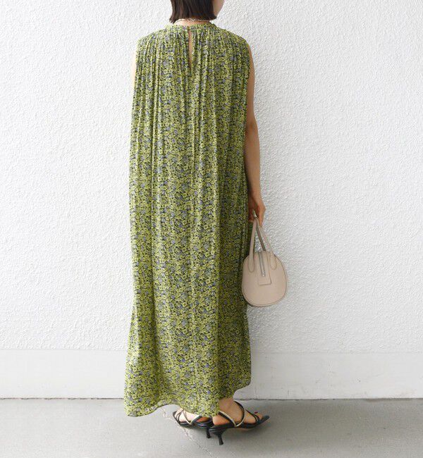 SHIPS for women「〈手洗い可能〉割繊 フラワー プリント ノースリーブ ワンピース」|ワンピース|