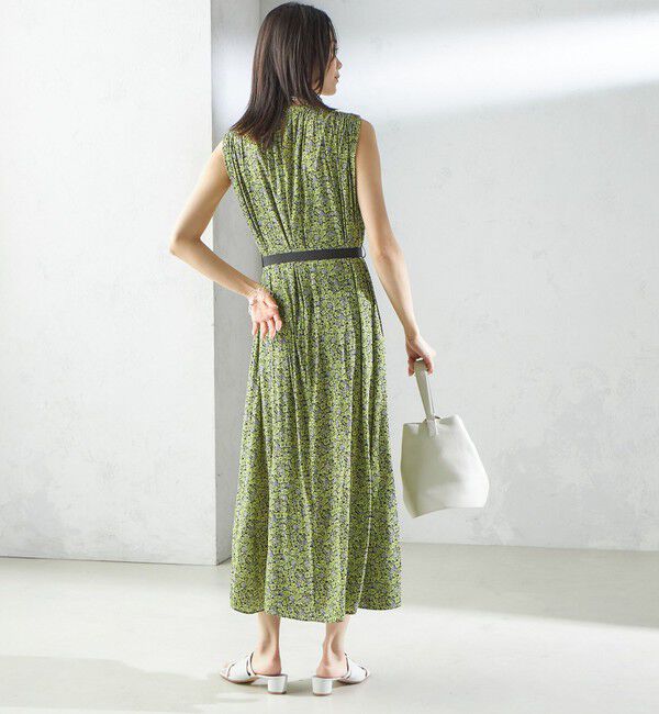 SHIPS for women「〈手洗い可能〉割繊 フラワー プリント ノースリーブ ワンピース」|ワンピース|