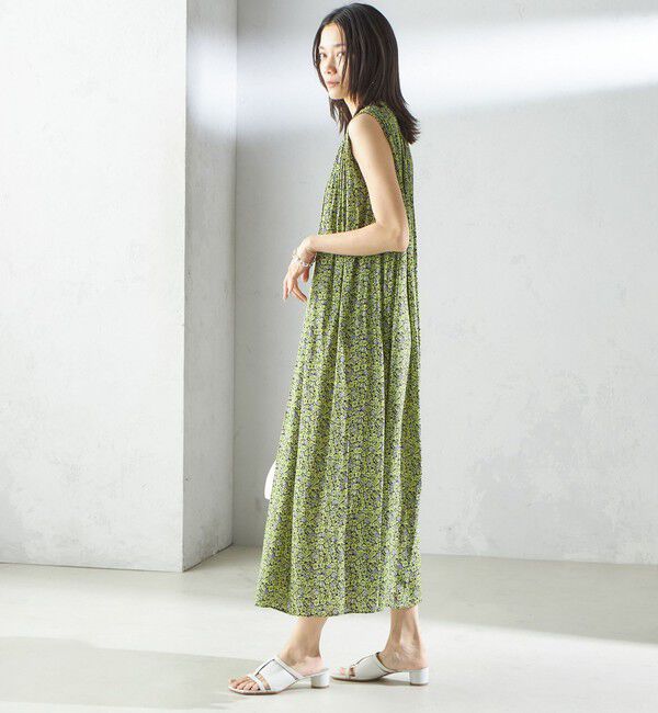 SHIPS for women「〈手洗い可能〉割繊 フラワー プリント ノースリーブ ワンピース」|ワンピース|