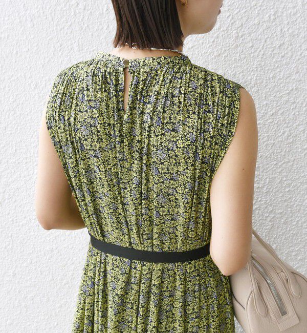 SHIPS for women「〈手洗い可能〉割繊 フラワー プリント ノースリーブ ワンピース」|ワンピース|