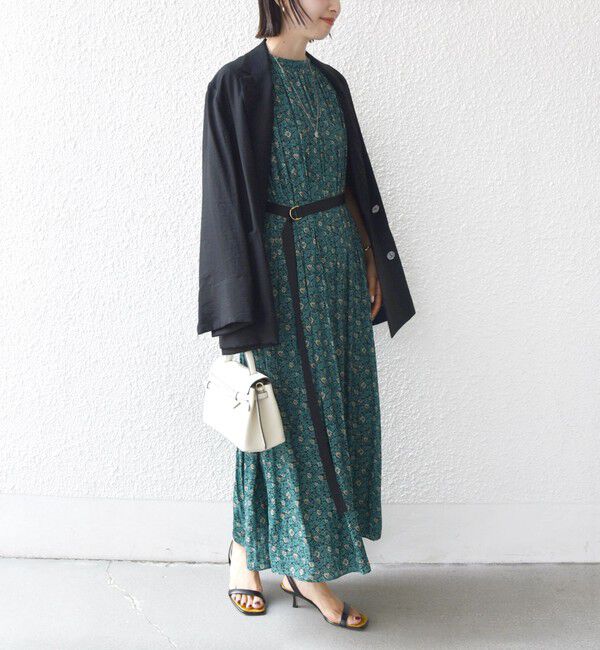 SHIPS for women「〈手洗い可能〉割繊 フラワー プリント ノースリーブ ワンピース」|ワンピース|