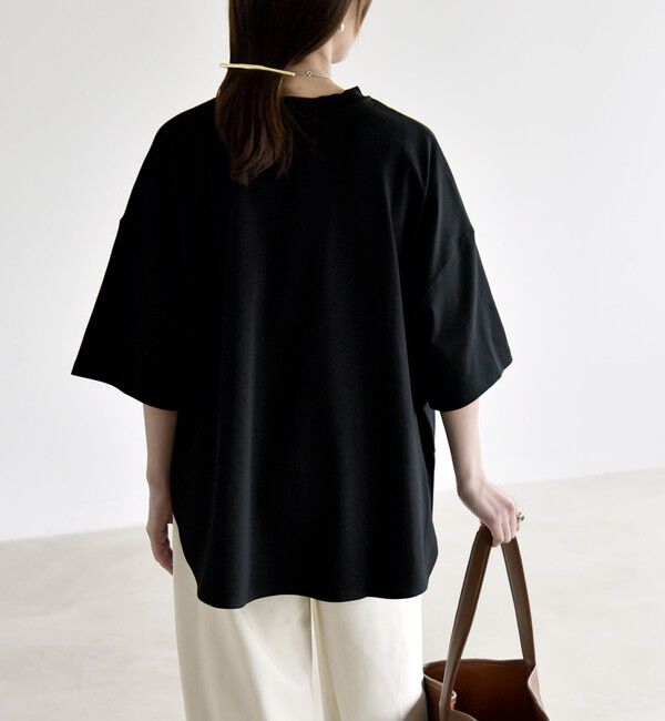 quaranciel「quaranciel:〈接触冷感/汗染み防止加工/洗濯機可能〉ラウンドヘム クルー ビッグ TEE」|Tシャツ・カットソー|