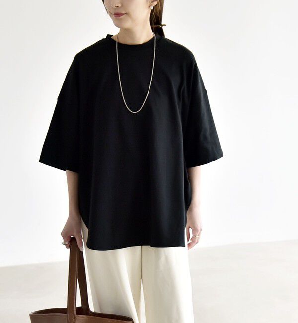 quaranciel「quaranciel:〈接触冷感/汗染み防止加工/洗濯機可能〉ラウンドヘム クルー ビッグ TEE」|Tシャツ・カットソー|