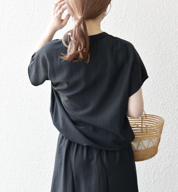 SHIPS any「SHIPS any:〈洗濯機可能〉グロッシー ドロスト バンドカラー フレンチ シャツ」|シャツ・ブラウス|