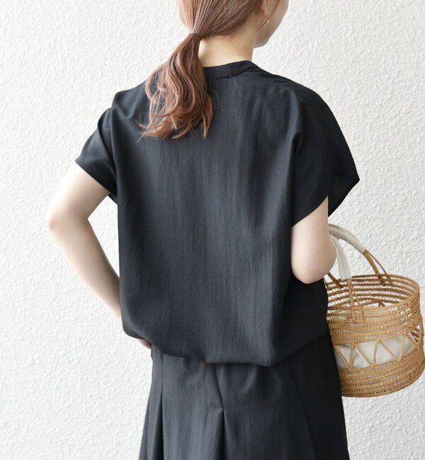 SHIPS any「SHIPS any:〈洗濯機可能〉グロッシー ドロスト バンドカラー フレンチ シャツ」|シャツ・ブラウス|