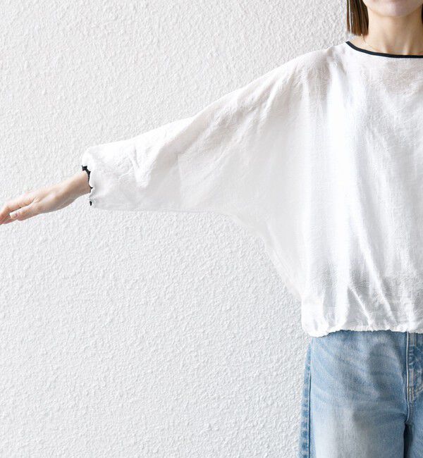 SHIPS any「《追加予約》SHIPS any:〈洗濯機可能〉フラワー ジャカード ドルマン パイピング ブラウス」|シャツ・ブラウス|