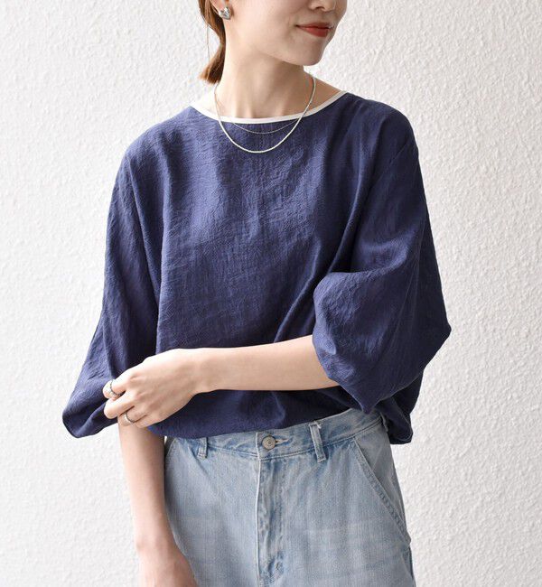 SHIPS any「《追加予約》SHIPS any:〈洗濯機可能〉フラワー ジャカード ドルマン パイピング ブラウス」|シャツ・ブラウス|