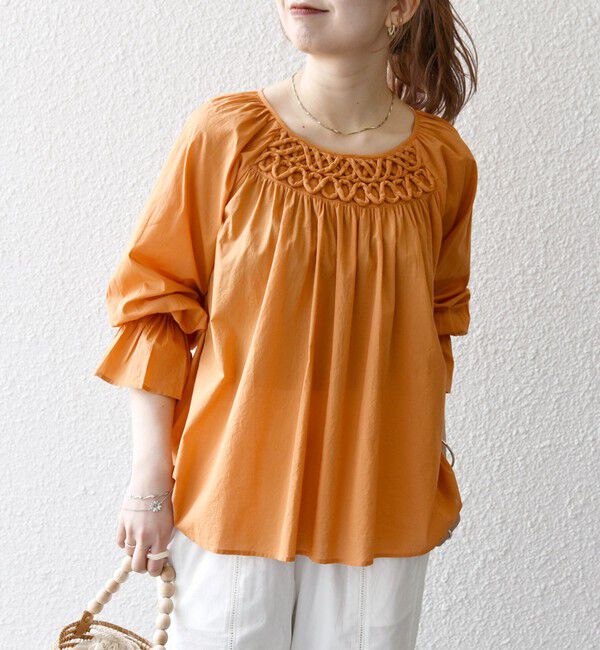 SHIPS any「SHIPS any:〈手洗い可能〉ロープ デザイン ギャザースリーブ フレア ブラウス」|シャツ・ブラウス|