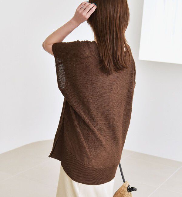 quaranciel「quaranciel:〈手洗い可能〉ラミー ミックス Vネック ノースリーブ シアー ニット」|ニット・セーター|