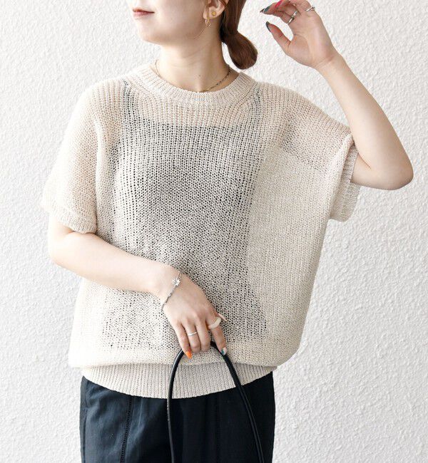 SHIPS any「《予約》SHIPS any:〈手洗い可能〉ギマ  ワイド フレンチ シアー ニット プルオーバー」|ニット・セーター|