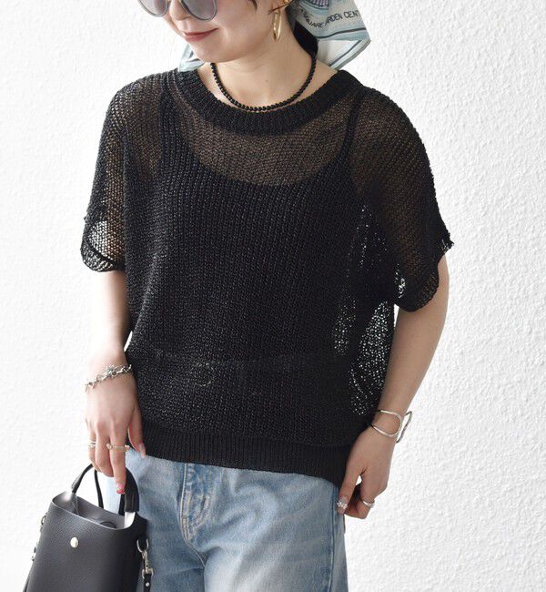 SHIPS any「《予約》SHIPS any:〈手洗い可能〉ギマ  ワイド フレンチ シアー ニット プルオーバー」|ニット・セーター|