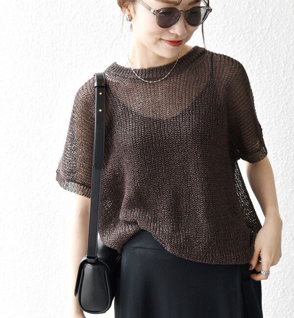 SHIPS any「《予約》SHIPS any:〈手洗い可能〉ギマ  ワイド フレンチ シアー ニット プルオーバー」|ニット・セーター|ブラウン