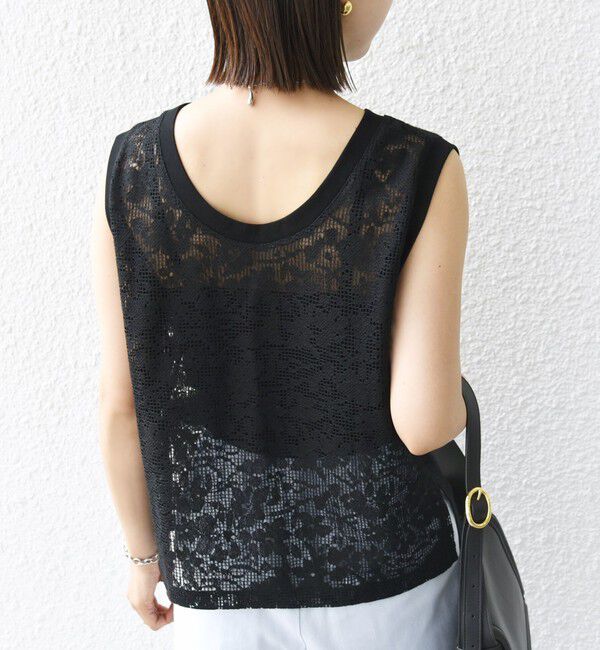 SHIPS for women「〈手洗い可能〉オーガニック コットン レース ノースリーブ プルオーバー」|タンクトップ|