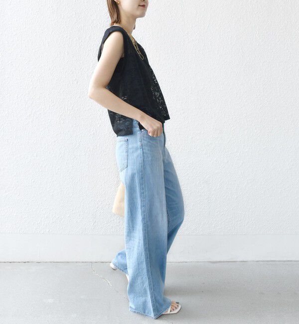 SHIPS for women「〈手洗い可能〉オーガニック コットン レース ノースリーブ プルオーバー」|タンクトップ|