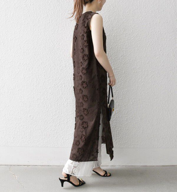 SHIPS any「SHIPS any:〈手洗い可能〉3D フラワー エンブロイダリー ロング ワンピース」|ワンピース|