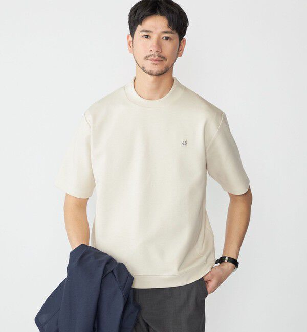 SHIPS「【WEB限定】SHIPS: テレワーク ビズ ワンポイントロゴ ポンチ Tシャツ」|Tシャツ・カットソー|ベージュ