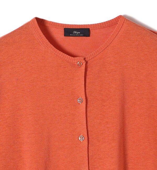 SHIPS for women「SHIPS Primary Navy Label:シルク リネン ハイ ボタン カーディガン」|カーディガン|