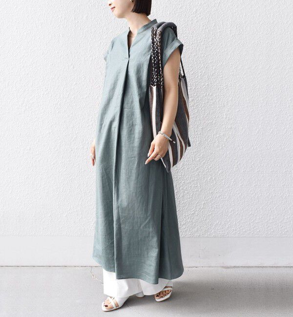 SHIPS for women「《予約》【WEB限定】〈手洗い可能〉リネン レーヨン コーティング ワンピース」|ワンピース|