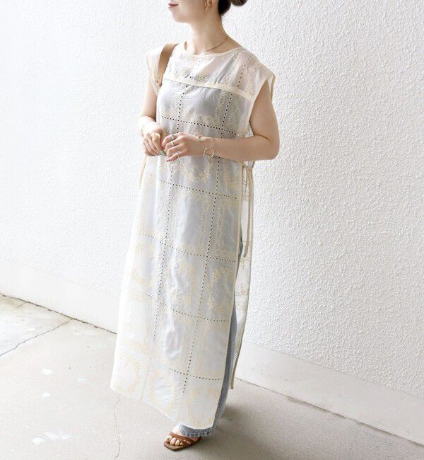 SHIPS any「SHIPS any:〈手洗い可能〉エンブロイダリー レース シアー ワンピース」|ワンピース|ホワイト