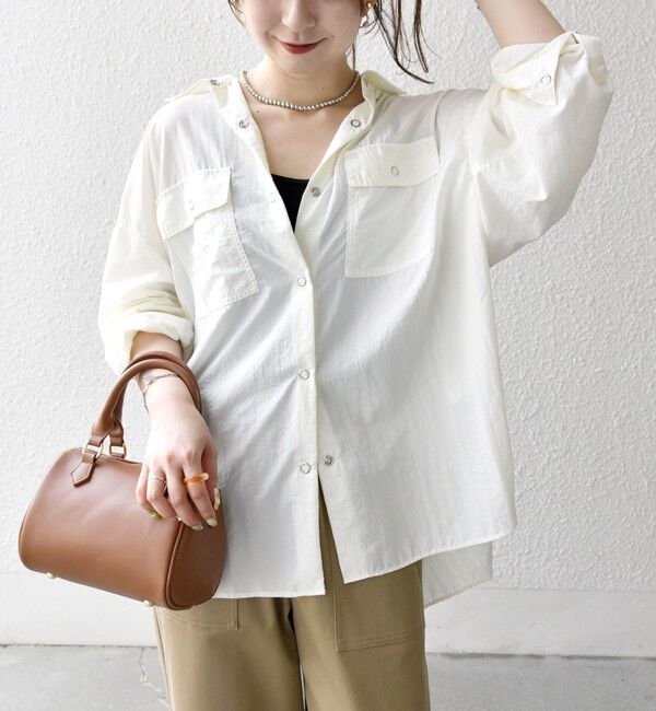 SHIPS any「SHIPS any:〈多機能/洗濯機可能〉ナイロン タスラン ポケット ビッグ シャツ」|シャツ・ブラウス|