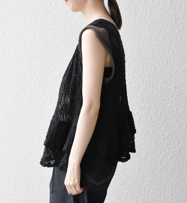 SHIPS any「SHIPS any:〈手洗い可能〉フラワー メッシュ 2WAY ティアード ペプラム ベスト」|ベスト・ジレ|