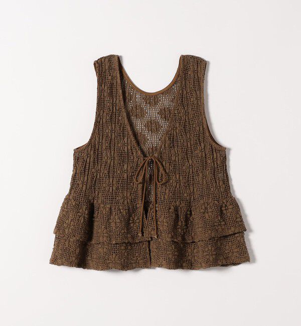 SHIPS any「SHIPS any:〈手洗い可能〉フラワー メッシュ 2WAY ティアード ペプラム ベスト」|ベスト・ジレ|