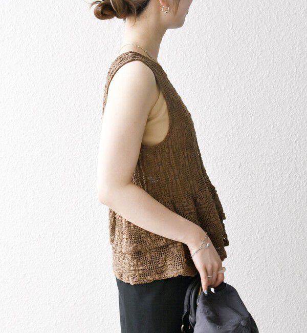 SHIPS any「SHIPS any:〈手洗い可能〉フラワー メッシュ 2WAY ティアード ペプラム ベスト」|ベスト・ジレ|