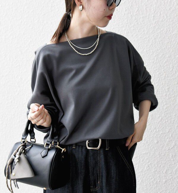 SHIPS any「SHIPS any:〈接触冷感/汗染み防止加工/洗濯機可能〉ボートネック ワイド ロンTEE」|Tシャツ・カットソー|