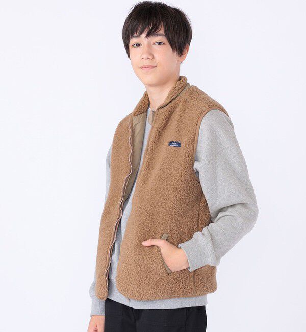 SHIPS KIDS「SHIPS KIDS:140～160cm/〈洗濯機可能〉ボア リバーシブル ベスト」|ダウンベスト・ベスト|