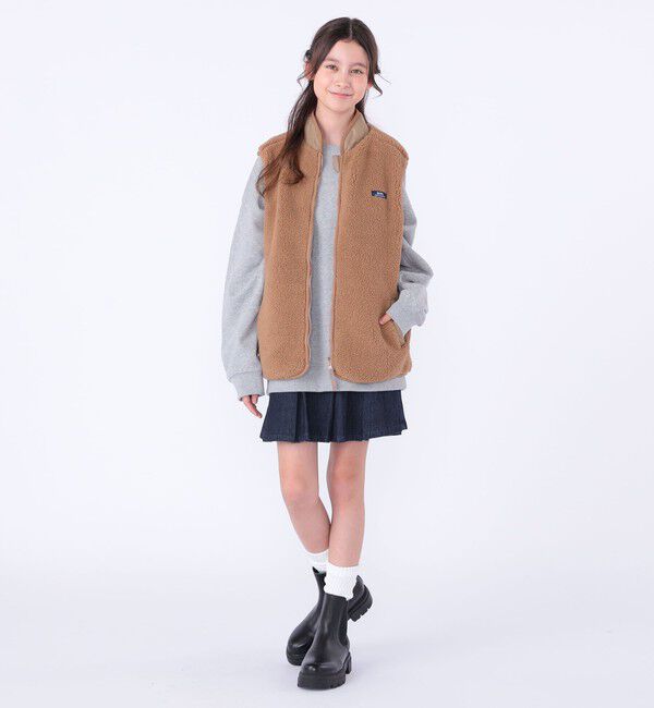 SHIPS KIDS「SHIPS KIDS:140～160cm/〈洗濯機可能〉ボア リバーシブル ベスト」|ダウンベスト・ベスト|