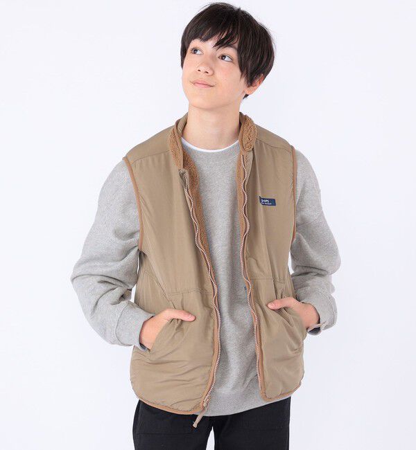 SHIPS KIDS「SHIPS KIDS:140～160cm/〈洗濯機可能〉ボア リバーシブル ベスト」|ダウンベスト・ベスト|