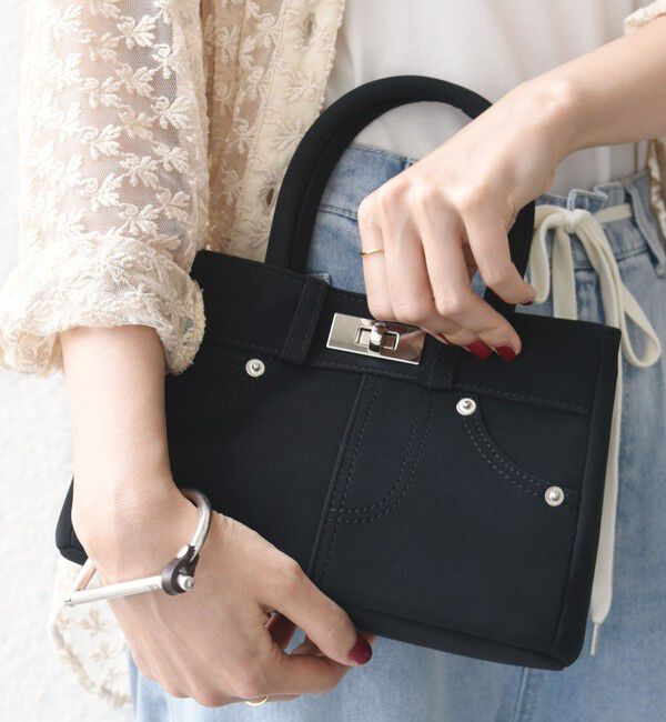 SHIPS for women「【WEB限定】2WAY ひねり 金具 ポケット バッグ」|ハンドバッグ|ブラック