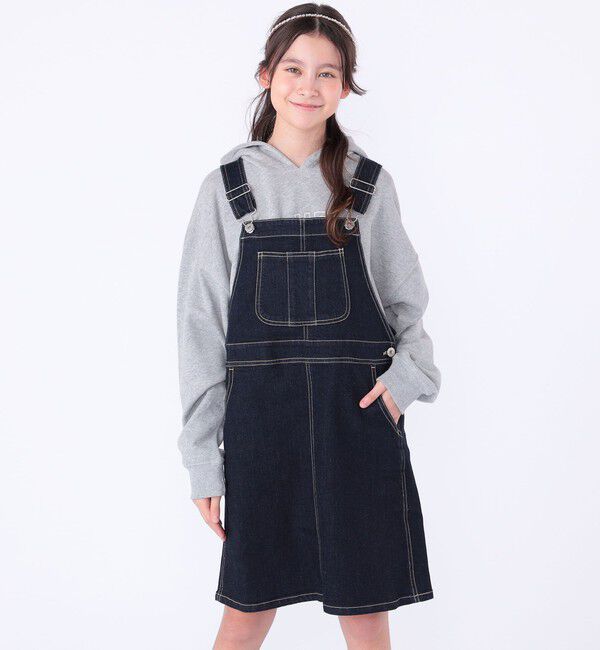 SHIPS KIDS「SHIPS KIDS:140～150cm /デニム オーバーオール スカート」|ジャンパースカート|
