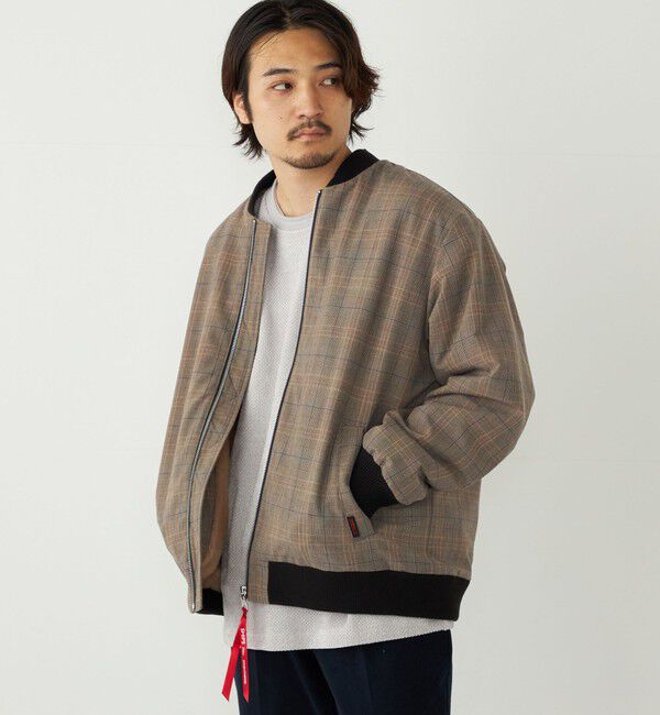 SHIPS Colors 「SHIPS Colors:チェック ボア ボマー ジャケット」|ブルゾン・スタジャン|