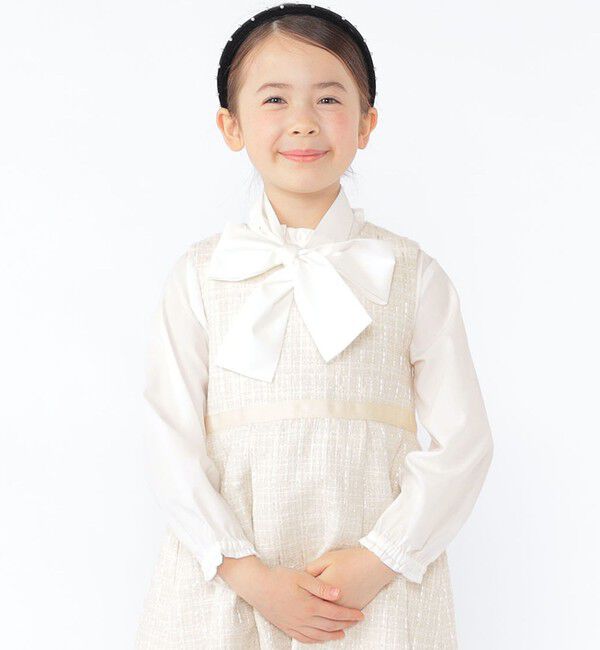SHIPS KIDS「SHIPS KIDS:110～130cm / セレモニー ボウタイ リボン ブラウス」|シャツ・ブラウス|ホワイト